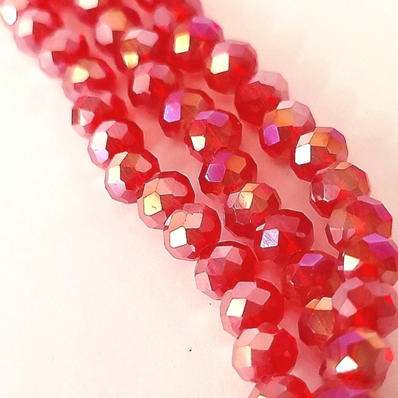 NEW! Red Faceted Glass Beaded,Multi-Strand Detachable Necklace w/Magnetic Clasp - Picture 3 of 9